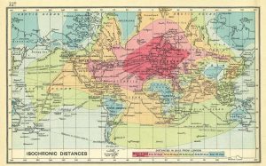ancienne carte monde trajets distances