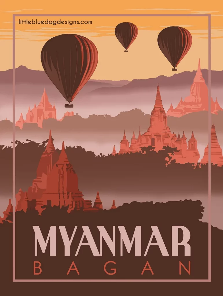 Poster vintage de séjour en Birmanie
